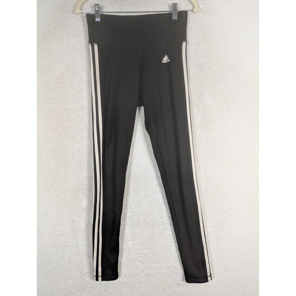 Adidas Leggings Women's S Black Climalite 3-Stripe Activewear Slim Fit